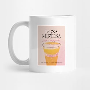 Rosa Mimosa Retro Poster with Grapefruit Bar Prints, Vintage Drinks, Recipe, Wall Art Mug